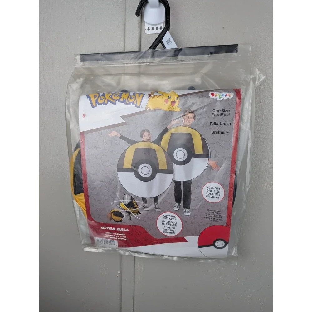 Pokemon Ultra Ball Pop Open Costume Overlay Disguise One Size Yellow Black White